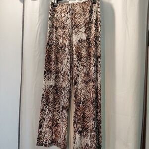 Veronica M Wide Leg 28"‎ Palazzo Pants Wide Band Stretch Yoga Animal Print  Med